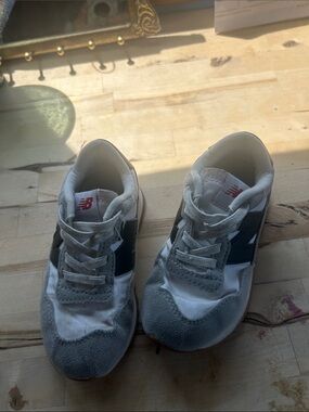 New Balance Kids Grey, White and Black Sneakers
